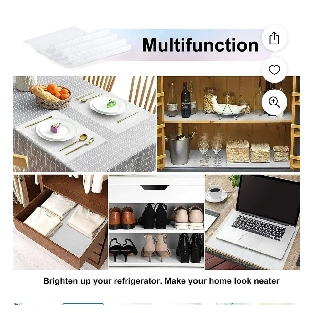 8 Pack Refrigerator Liners Waterproof Washable EVA Shelf Mats 17.7 x 12 Clear‎